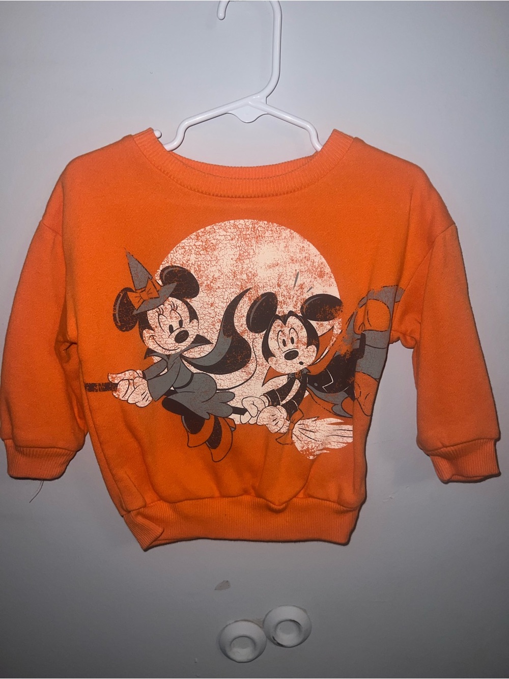 Disney Orange Kids Sweatshirt with Mickey & Minnie Halloween Graphic